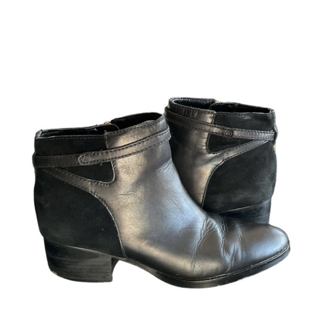 Lauren Ralph Lauren Black Damara Leather Suede Ankle Boots Sz 7